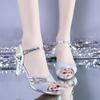 Summer High Heels Sandals Women Heeled Shoes Peep toe Fashion Brand Women Sandals Casual Lady Heels 6cm Gold Silver