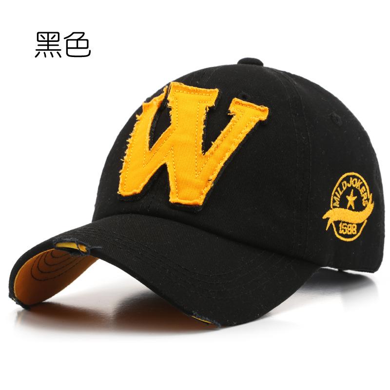 

Женские и мужские бейсболки с вышитыми буквами W Snapback в стиле хип-хоп, регулируемая хлопковая кепка Gorras унисекс для отдыха на природе, повседневная мужская кепка для папы Adjustable чёрный