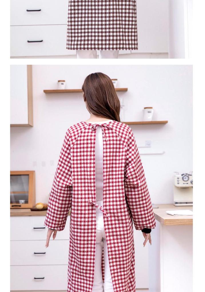 Breathable Cotton Coveralls: Long-Sleeved, Stain-Resistant Apron for Women - Stylish for Kitchen and Factory Work