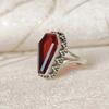 Retro punk style jewelry, creative niche imitation ruby ring, popular ring
