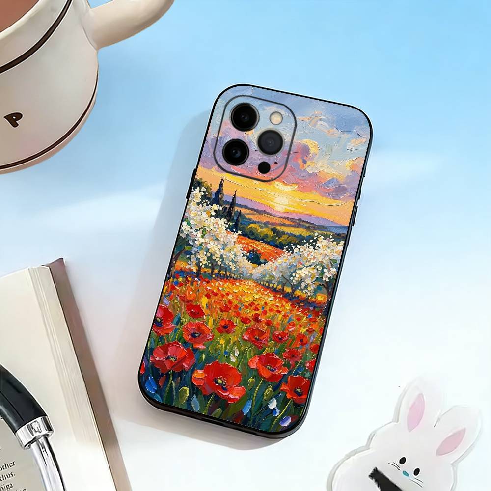 

Van Gogh Monet Oil Painting Phone Case For iPhone 17, 16,15,14,13,12,11 Plus,Pro Max, Others Soft Black Cover iPhone17