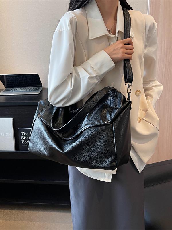Large Capacity Women's Solid Color Korean Style Fashion Tote Shoulder Bag