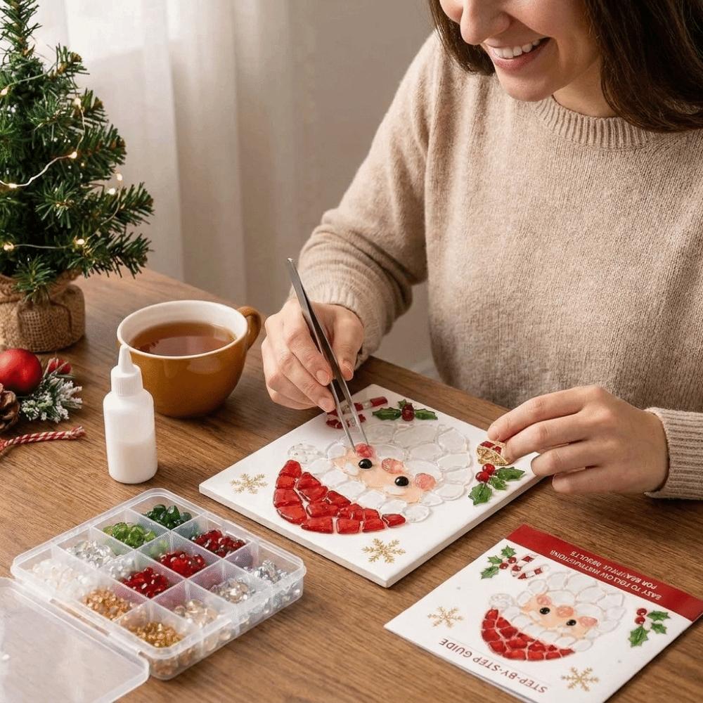 Colorful Glass Christmas Sea Glass Painting Art Set DIY Sea Glass Mosaic Set Christmas Decor