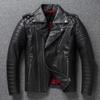 Chinesische Größe Schwarze Rindsleder-echte Lederjacke Herren Motorradjacken Weiche Bomberjacke Reiten Bikerkleidung Herren Lederjacke Herbstmantel
