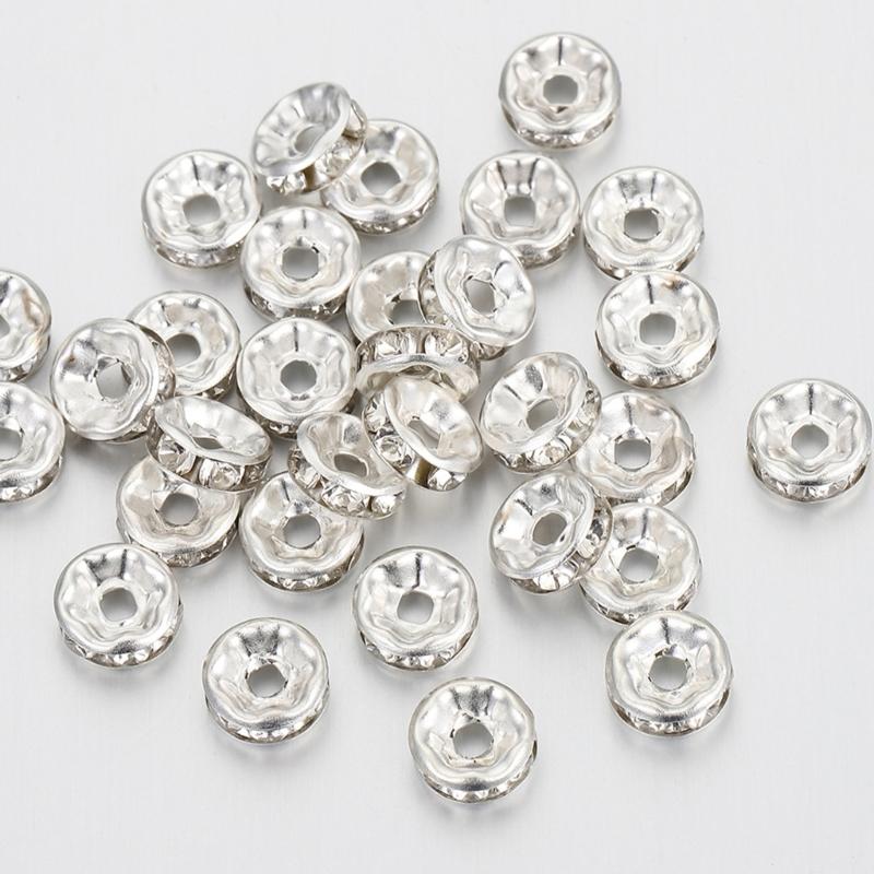 100Pieces Rhinestones Decorative Spacer Beads Fashion Jewelry Supplies Loose Bead Perfect for Jewelry Making and Projects