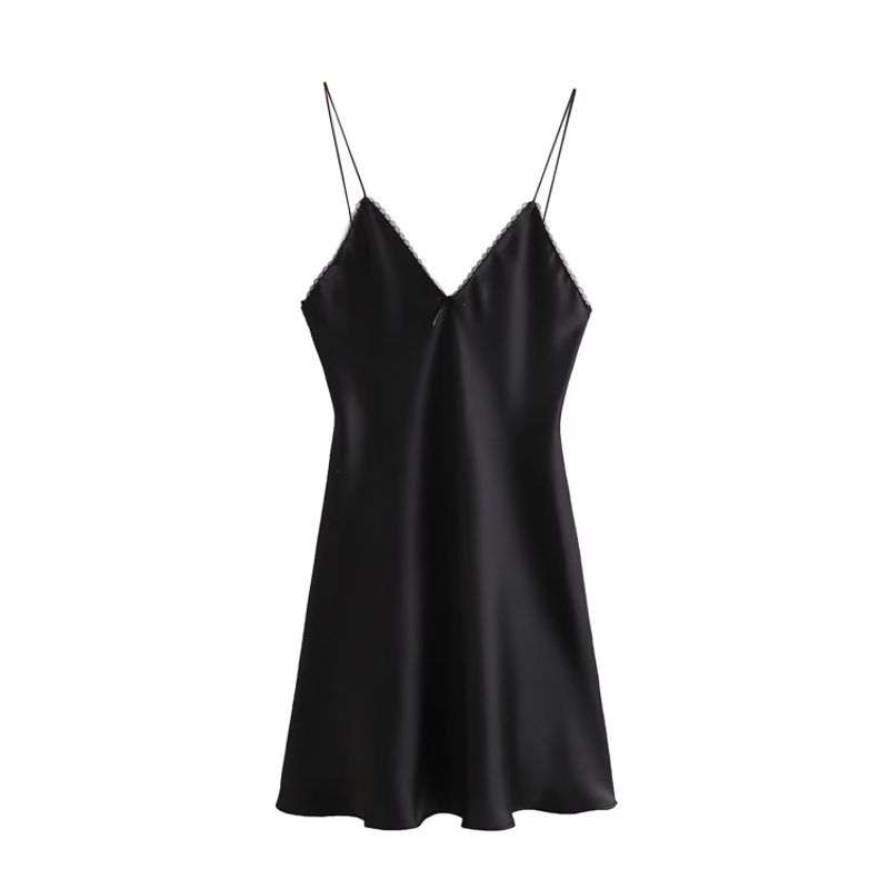

Za2023 Same Style Fashion Women s New Silk Satin Texture Intimates Short Style Dress 2138331 600 Black L