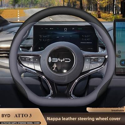 Leather Car Steering Wheel Cover for BYD Atto 3 Yuan Plus PRO UP 2021 2022 2023 2024 2025 2026 Accessories