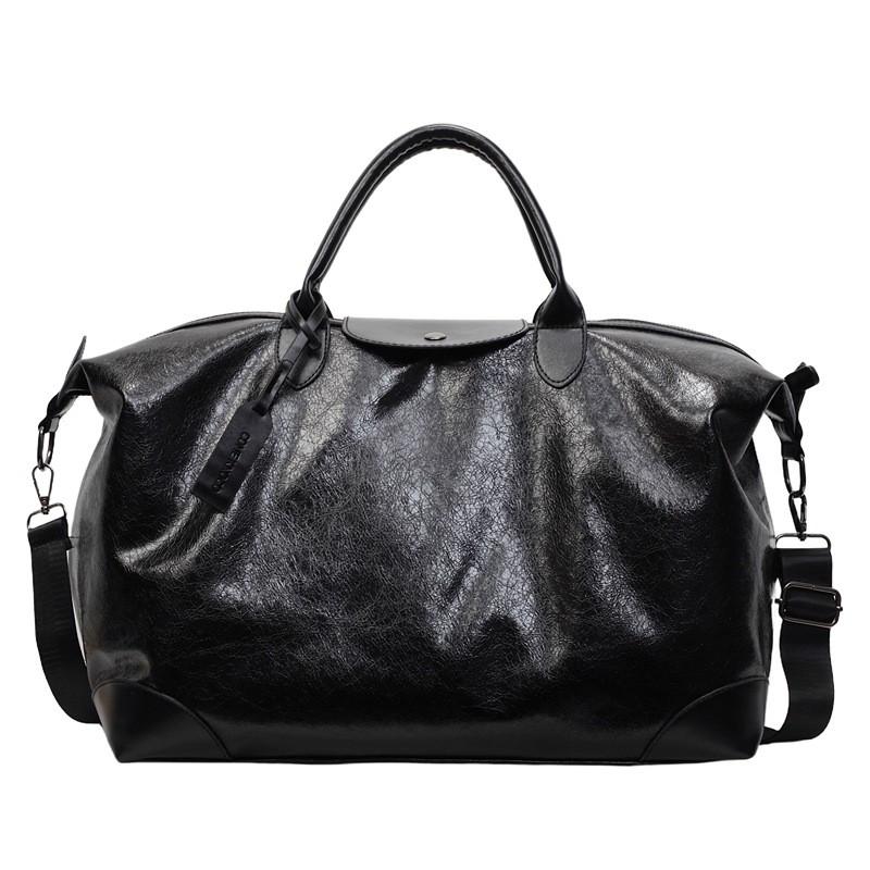 Large Capacity Travel Shoulder Bag Short Trips Gym Use Water Resistant PU Leather Crossbody Carry-on Daypack