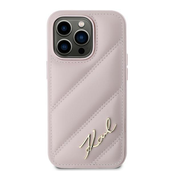 Etui do iPhone 14 Pro Karl Lagerfeld Diagonal Quilted Różowe