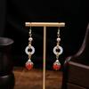Red Series Beaded Earrings, National Style Auspicious Cloud Water Drop Pearl Earrings, Cheongsam Hanfu Accessories