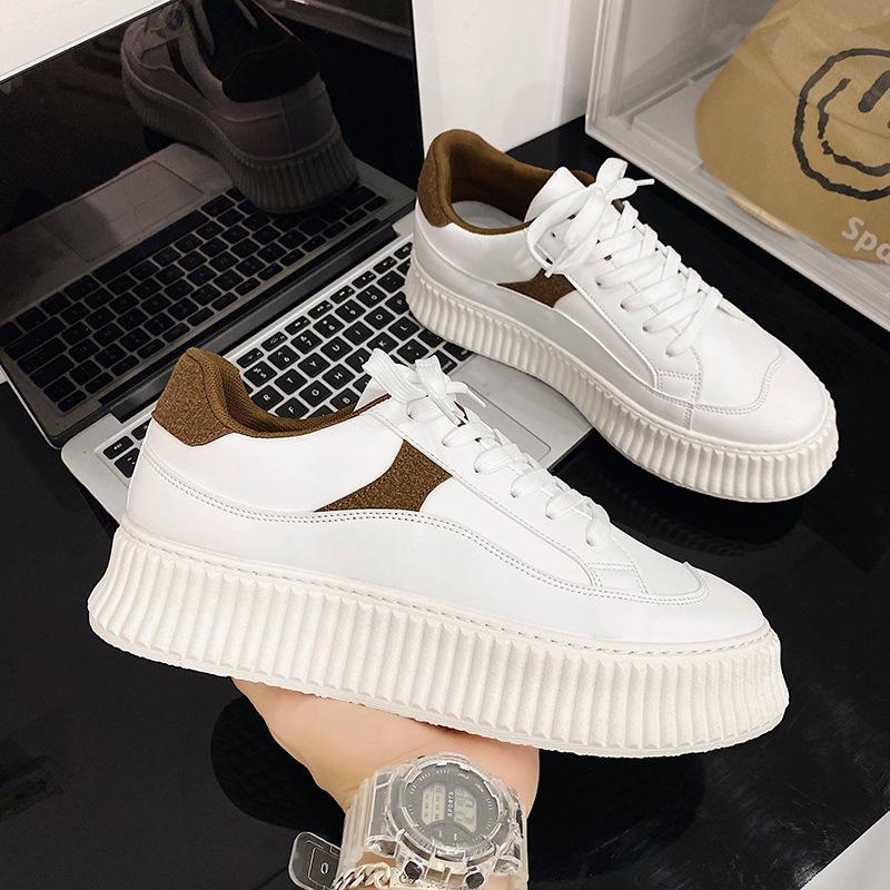 2025 Harajuku Style Thick-Soled White Sneakers for Men - Casual Sport Ulzzang