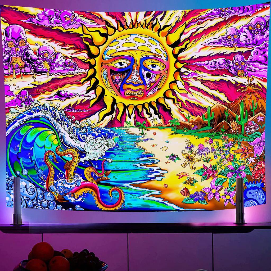 Psychedelic Dreamcatcher Moon Feather Tapestry Hippie Large Bohemian Mandala Tapestries Wall Cloth Carpet Ceiling Room Decor