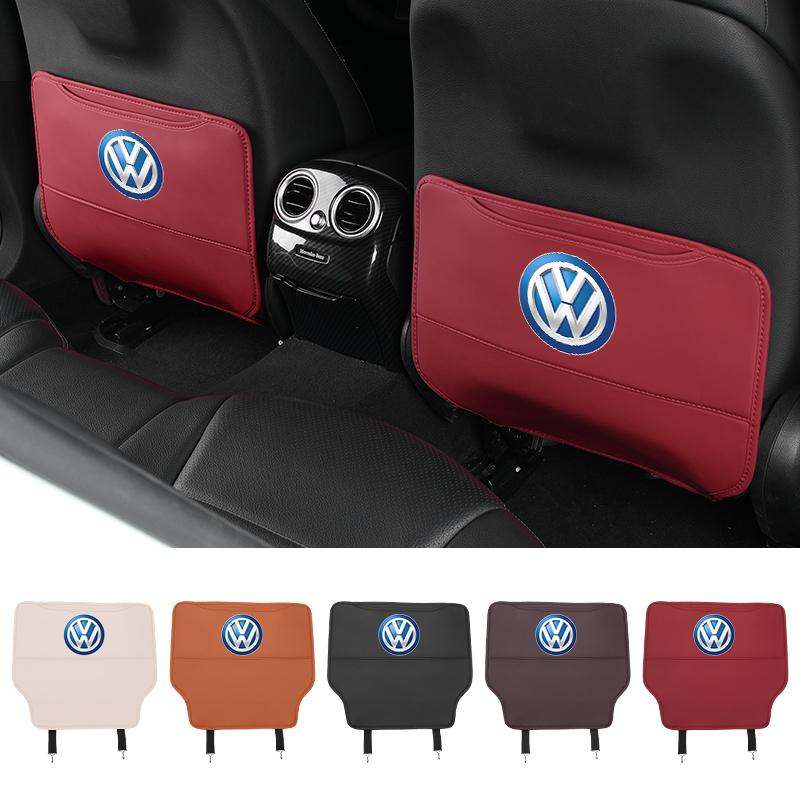 DOG1 Car Leather Half-Cover Seat Anti-Kick Mats Pad Storage Pouch For VW Golf Jetta Passat Golf 5 7 Tiguan Scirocco Sagitar Magotan