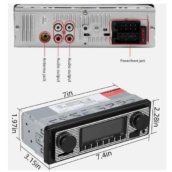 Car Stereo Bluetooth Retro FM Radio Player Receiver Hands-Free WMA/WAV/AUX/MP3