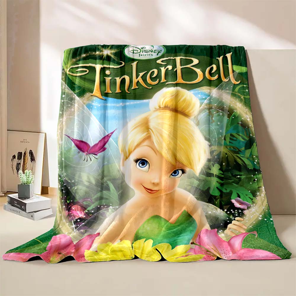 Multi-Style Tinker Bell Cartoon Print Blanket Super Warm Fluffy Bedroom Living Room Sofa Study Office Four Seasons Blanket Gift