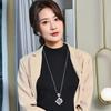 Geometric Crystal Chic Pendant Long Necklace For Women Ideal For Sweaters And Winter Fashion