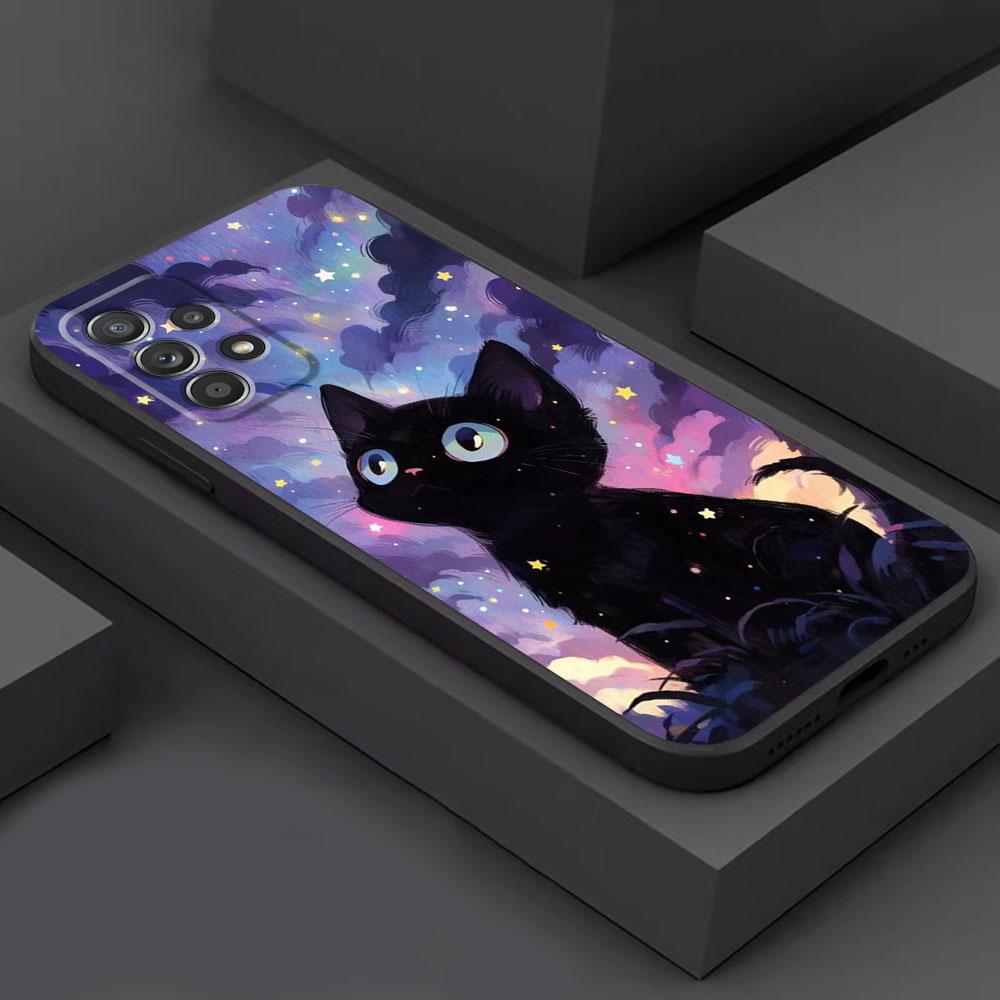 Van Gogh Art Cute Kitty Cover Phone Case for Samsung Galaxy A22 A54 A52 A34 A42 A32 A11 A21s A13 A73 A53 A23 A24 A33 A72 A12