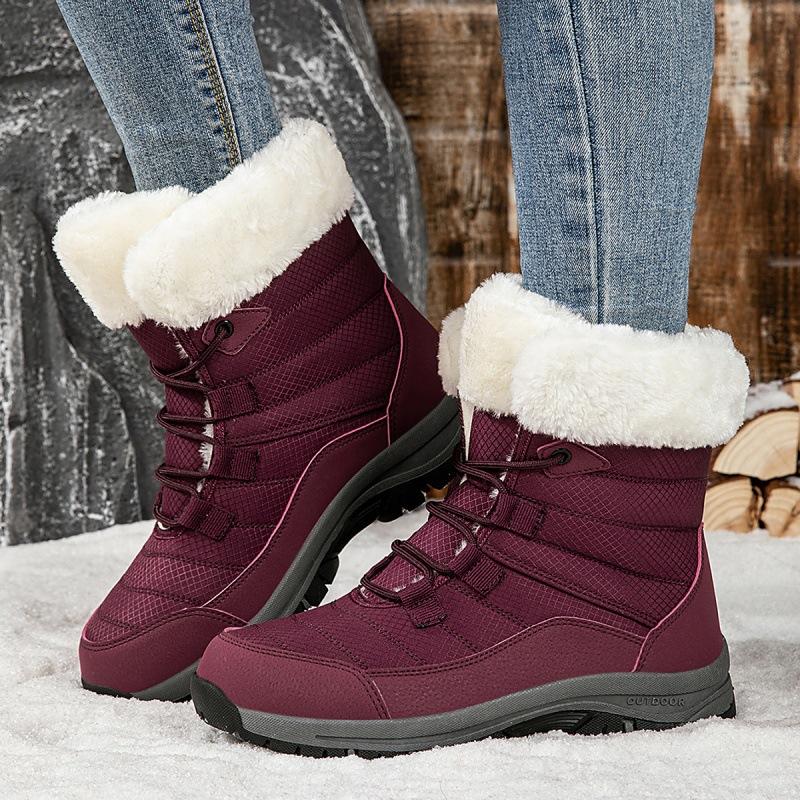 High-top Snow Boots Women's New Winter Non-slip Waterproof Sub-zero Warm Piled Thickened Outdoor Ski Cotton Shoes