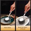 Non Scratch Wire Brush Stainless Steel Wool Scrubber with Long Handle, Deep Cleaning Heavy Kitchen Sink Duty Scrub Brush, Non-Scratch Pot Scouring