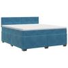 Box Spring Bed with Mattress Dark Blue 140 X 200 Cm Velvet