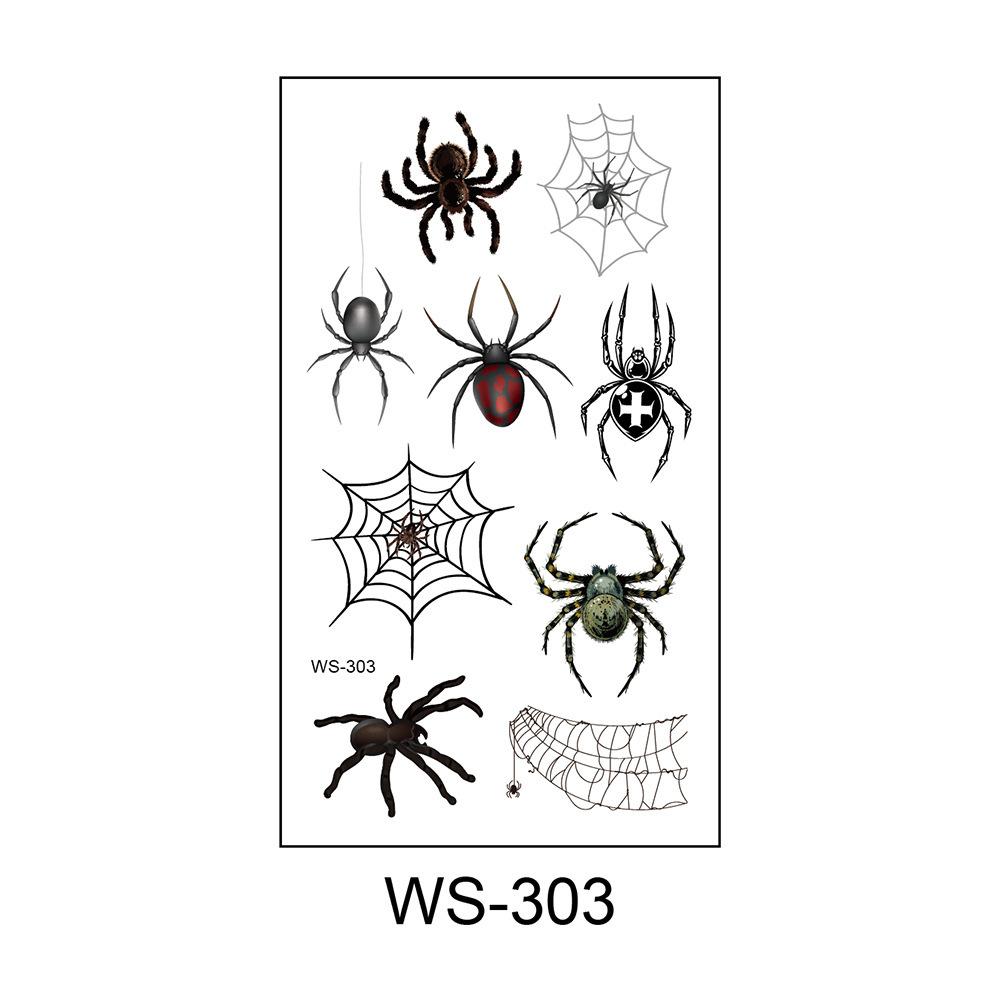 New waterproof and sweatproof scary insect funny 3D spider tattoo stickers spider web Halloween tattoo stickers 105*60mm