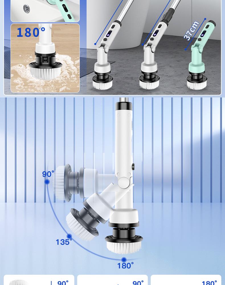 Foldable Wireless Electric Cleaning Brush - Handheld, Long-Handle, Rotating for Kitchen & Bathroom Use