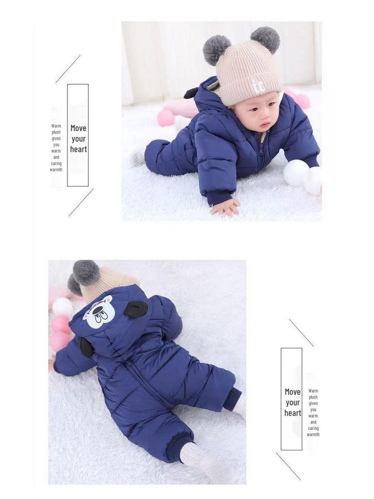 Baby Winter Kap met Cartoon en Dons Katoen Eendelig Rompertje