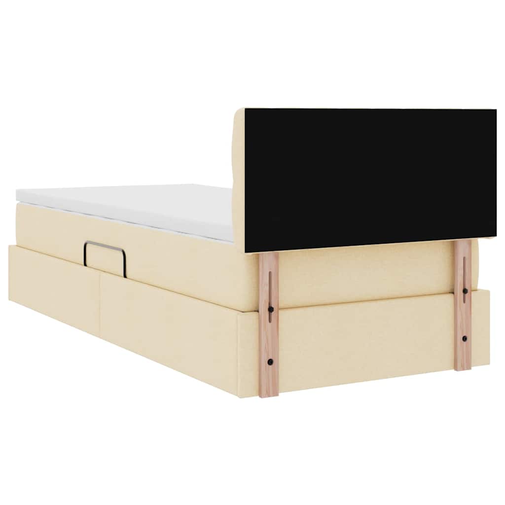 Storage Bed with Mattress Cream 90 X 200 Cm Particleboard