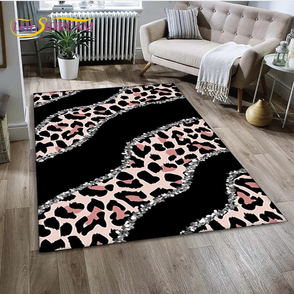 Wild Leopard Print 3D Series Area Rug,Carpet Rug for Home Living Room Bedroom Sofa Doormat Kitchen Decor,kids Non-slip Floor Mat