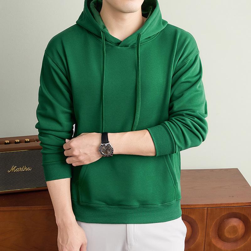 Autumn/Winter Fashion Trend Solid Color Hooded Pullover Sweatshirt with Patch Pocket and Custom Logo.