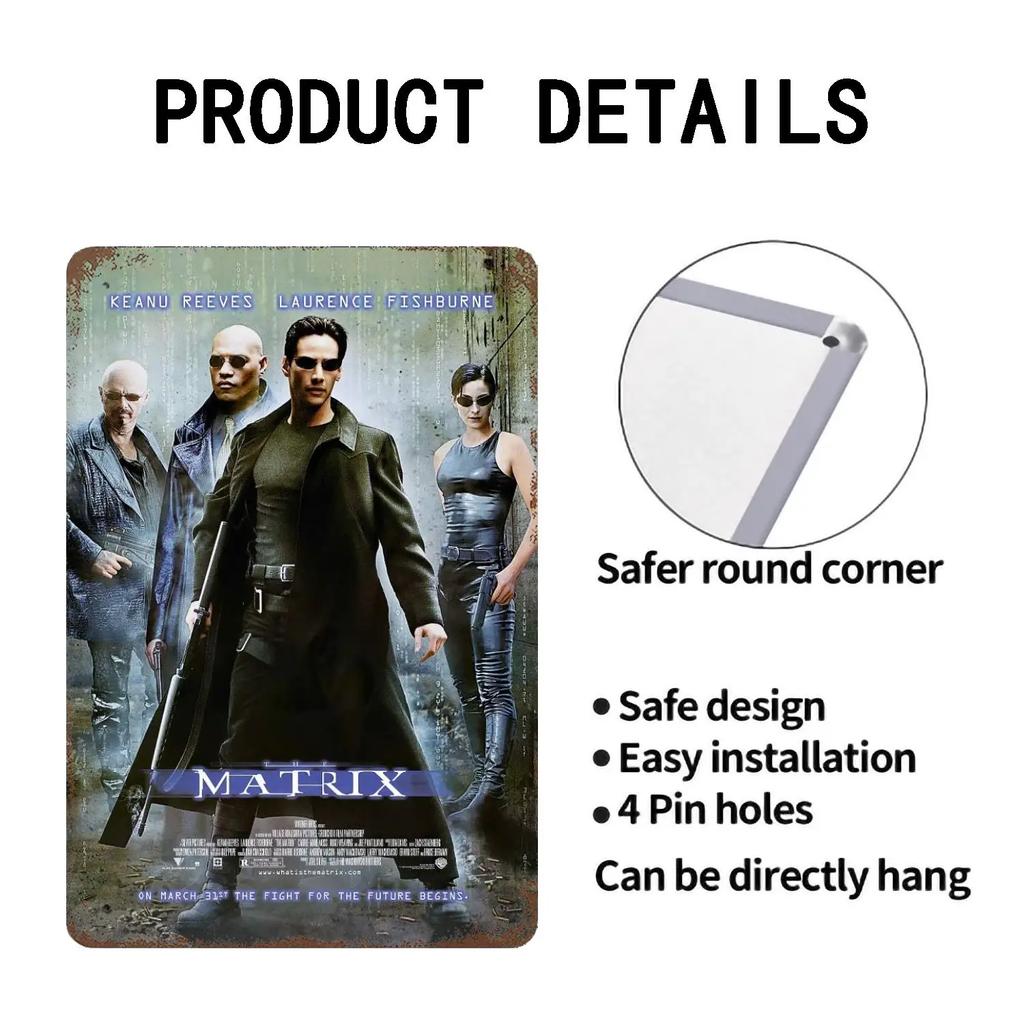 The Matrix Resurrections Decor Poster Vintage Tin Sign Metal Sign Decorative Plaque for Pub Bar Man Cave Club Wall Decoration