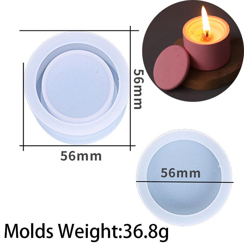 Round Candle Jar Silicone Mold DIY Square with Lid Craft Ornaments Making Plaster Concrete Epoxy Resin Storage Box Casting Molds