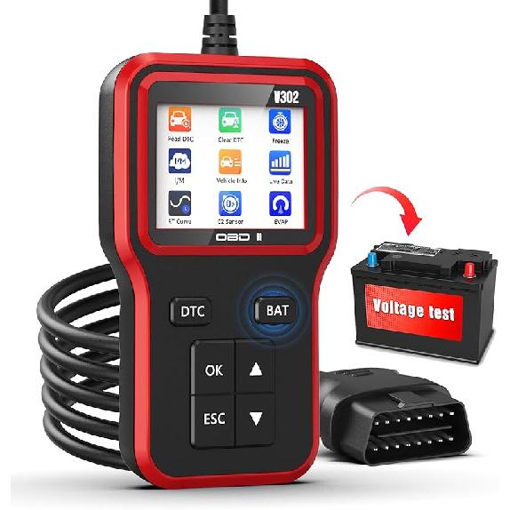 OBD2 Scanner With Upgrade Battery Tester - Diagnostic Tool For Cars That Check Engine Light & Emissions Readiness Read And Clears Vehicle Error Codes