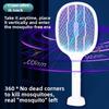 New 2-in-1 electric mosquito swatter with storage base,rechargeable,fly,bat,insect,use for home office,backyard,terrace camping