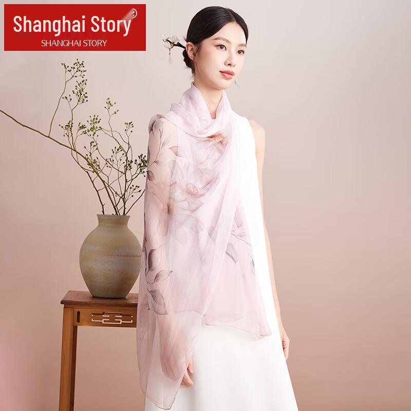 Shanghai Story Floral Mulberry Silk Scarf & Shawl