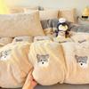 Winter Thick Milk Flannel Bedding Set Cartoon Double-sided Warm Duvet Cover Sheet Bedspread