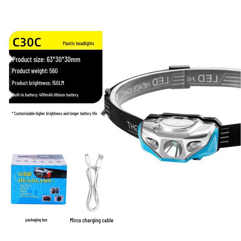 Dual-Light LED Laser Cannon Rechargeable Headlamp - Super Bright, Long Battery Life, Ideal for Night Fishing