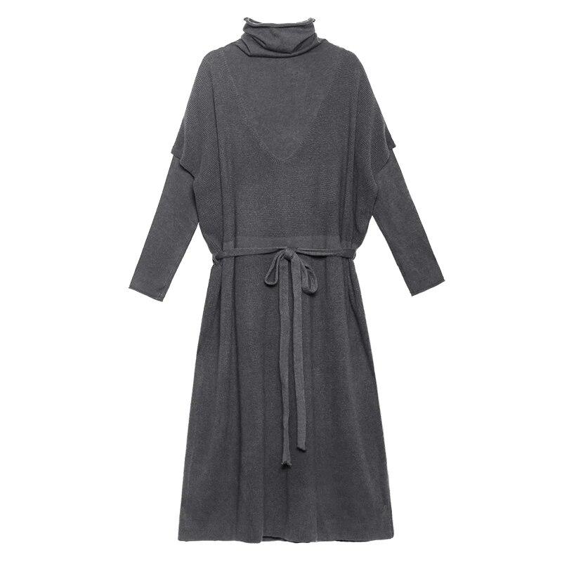 Xitao Casual Dress Women Trendy Style Turtleneck Collar Long Sleeve Fake Two Pieces ZY2310