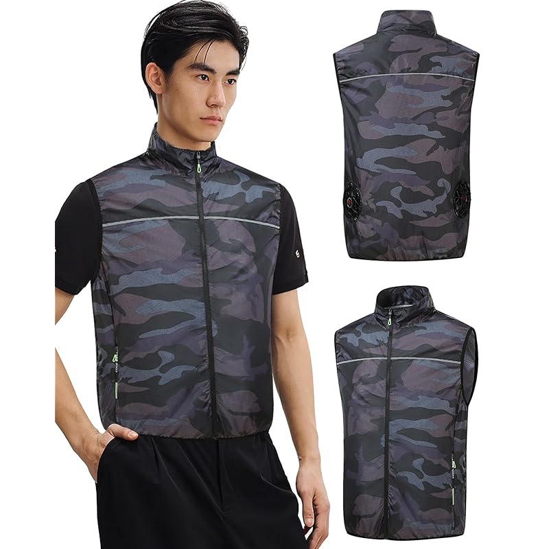 

[CYCYHEAT] air conditioning work clothes vest clothes only 9cm hole compatibility vest work clothes cooling wear camouflage black (JP, alphabet, M,