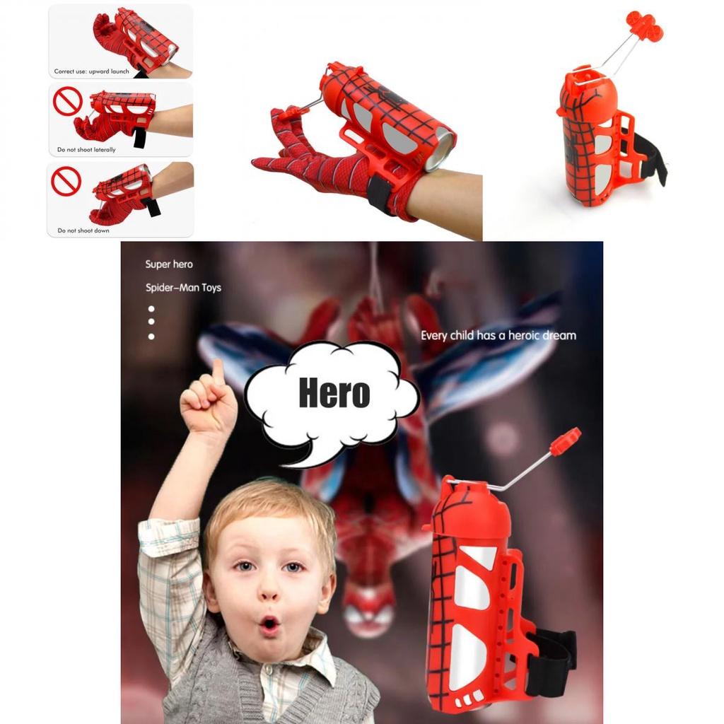 Spinnenseide Shooter Spielzeughandschuhe für Kinder Halloween Rollenspiel mit Seidensprühfunktion