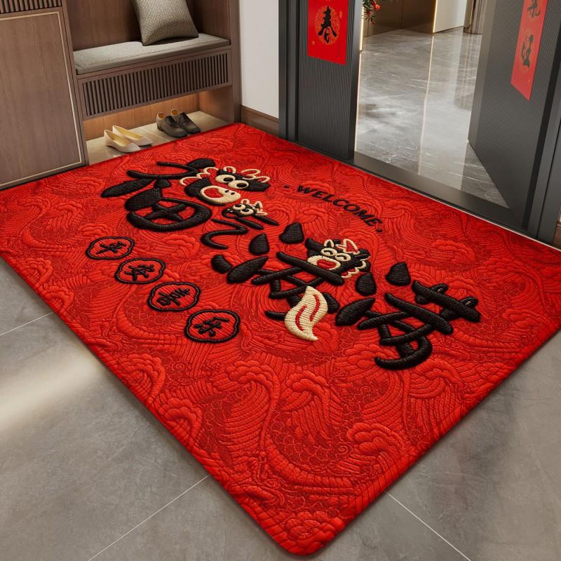 Horse Red Doormat Festive Entrance Rug Non-slip Home