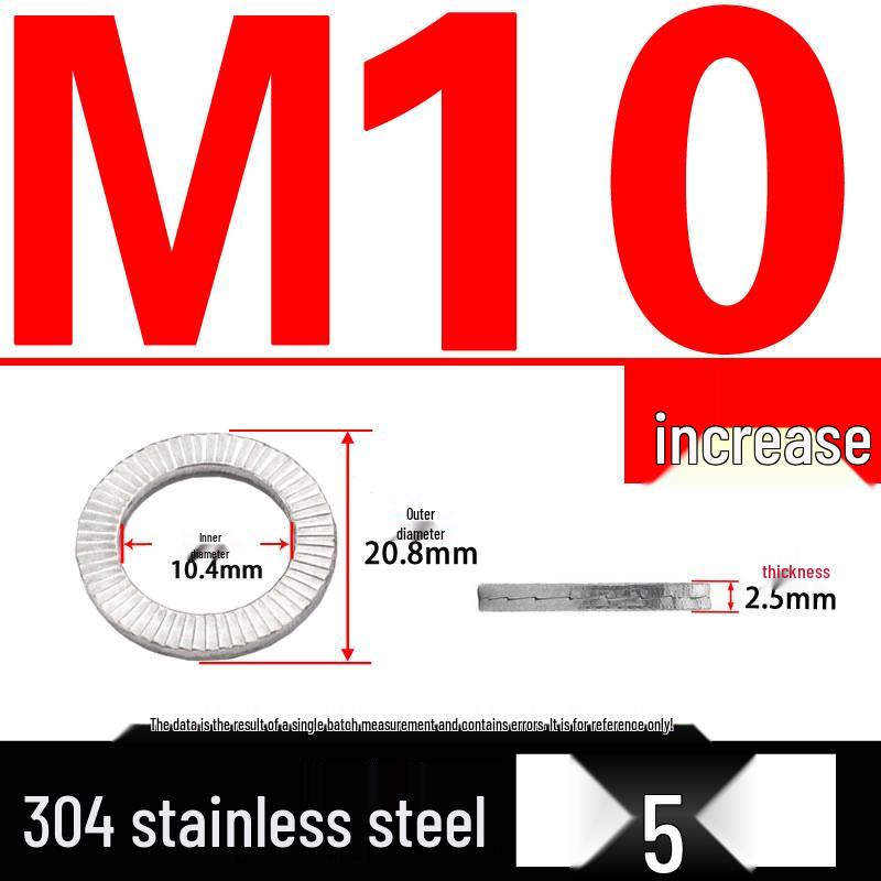 Double-Stacked Interlocking Toothed Anti-Slip Lock Washer 304 Stainless Steel DIN25201