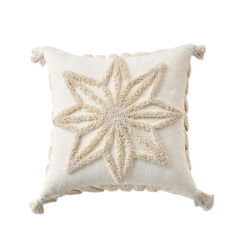 

1 шт. Чехол на подушку Nuan Series бежевый мягкий, в богемном стиле с кисточками, стеганый, с вышивкой, наволочка для дивана, гостиной, спальни, домашний декор W45cm x L45cm