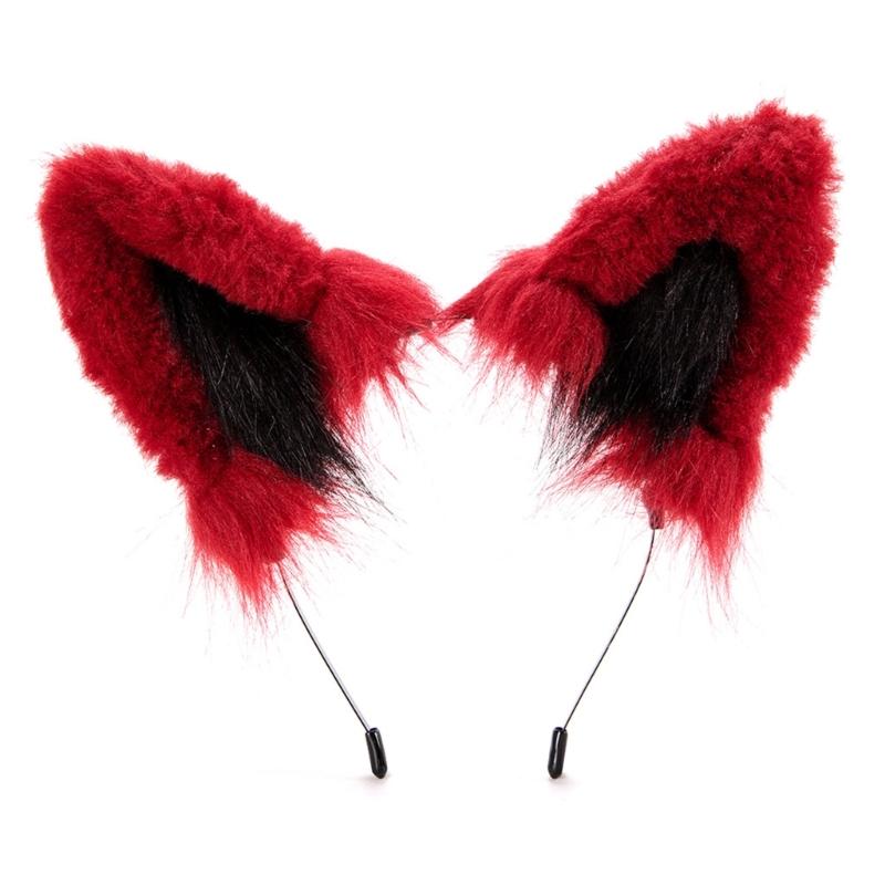 Realistic Wolf Ears Hairband Furry Headbands Plush for Coser Role Play and Photography Props