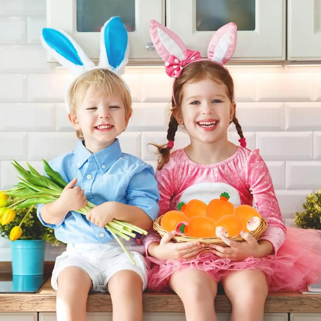 Squeeze Cup Carrot Sensory Toy for Stress Relief Funny Rabbit Shaped Fidget Toys Gifts for Anxious Adults Kids