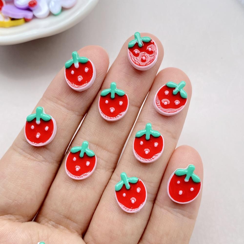 50Pcs Cute Resin Cartoon Strawberries, Cherries, Lollipops, Cakes Flat Back Scrapbooking DIY Jewelry Craft Decoration Accessorie