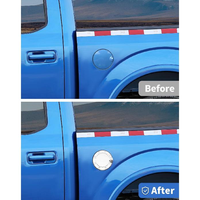 Fit For 2015- Ford F-150 Fuel Gas Filler Tank Door Cap Cover, Gas Tank Cap Fuel Filler Door Cover Trim Exterior Accessories,Chrome