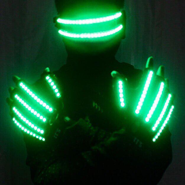 LED Laser Gloves & Glasses Set for Dance Performance - Luminous Props for Atmosphere & Interaction.