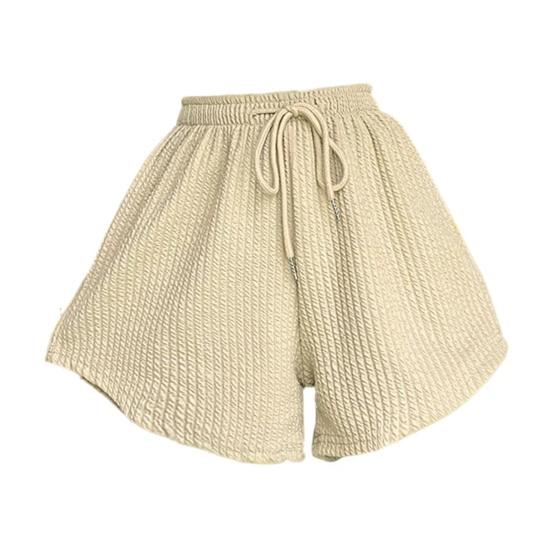 Summer Women Shorts Drawstring High Elastic Waist Loose Hem Plus Size Pocketed Pure Color A-line Thin Casual Sport Homewear Short Pants