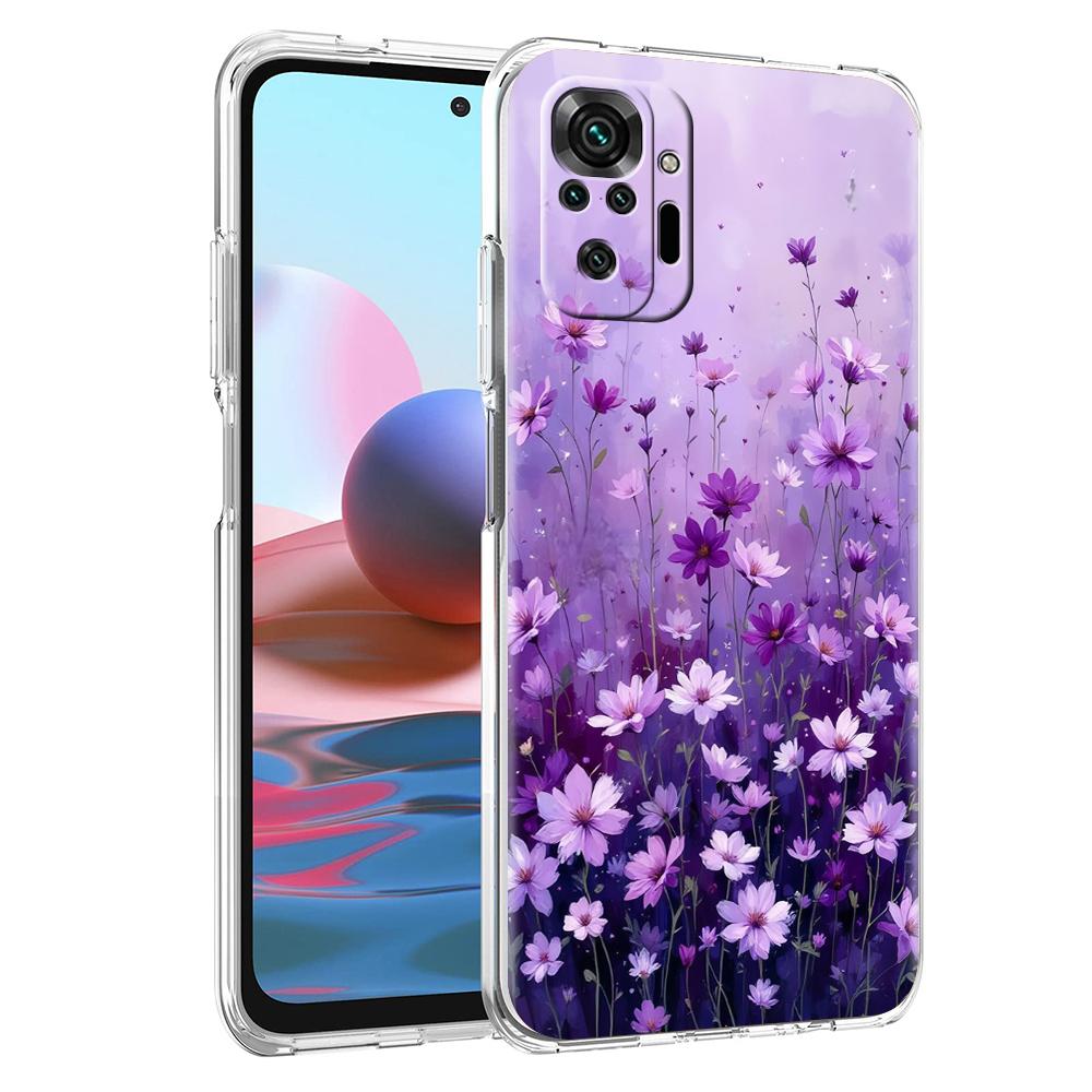 

Прозрачный чехол для телефона для Redmi 14C 13C 10C 10 9 Note 13 12 11 K50 K40 Plus Pro 4G 5G Мягкий ТПУ чехол Милый цветочный узор Capas for Redmi 14C